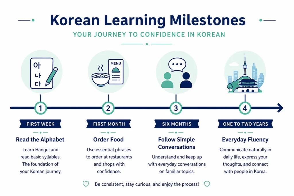 Korean learning milestones 관련 이미지